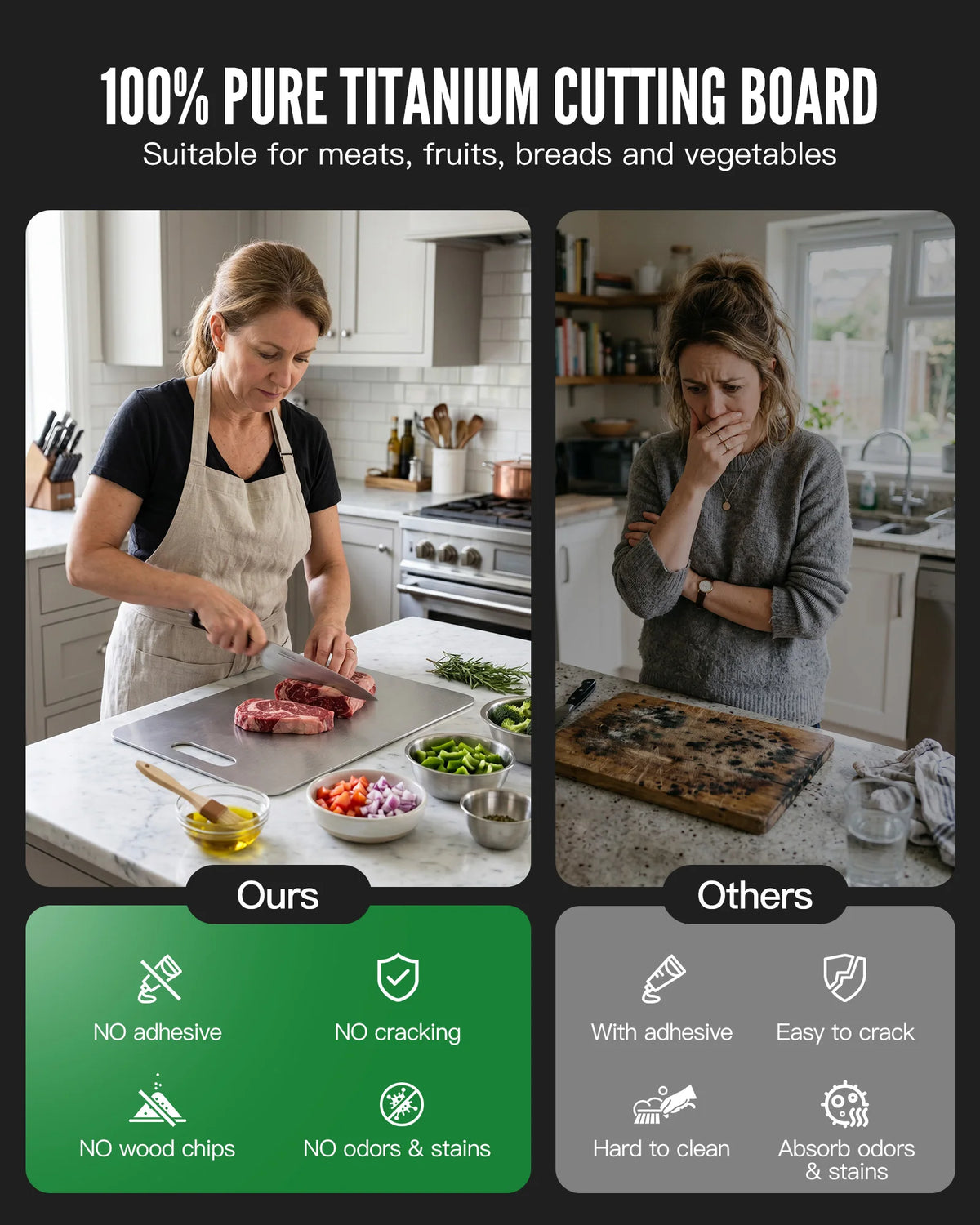 Effortless Meal Prep Cutting Board Set With Three Double Sided Sizes