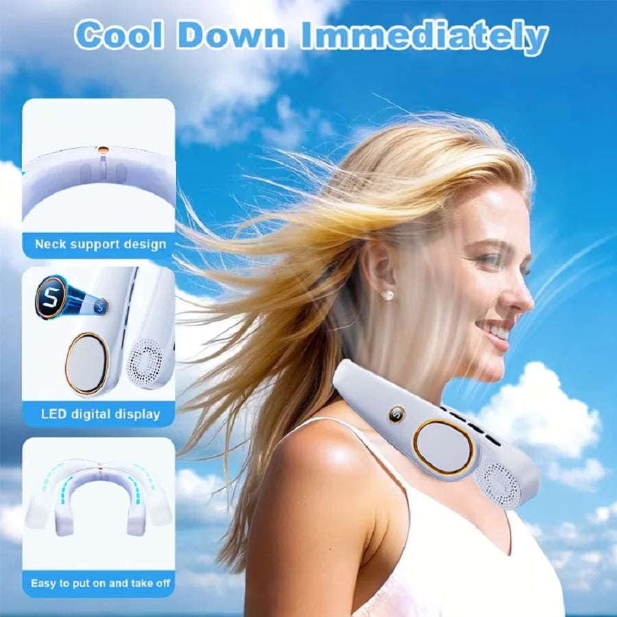 Portable Bladeless Hands Free Neck Fan For Personal Cooling