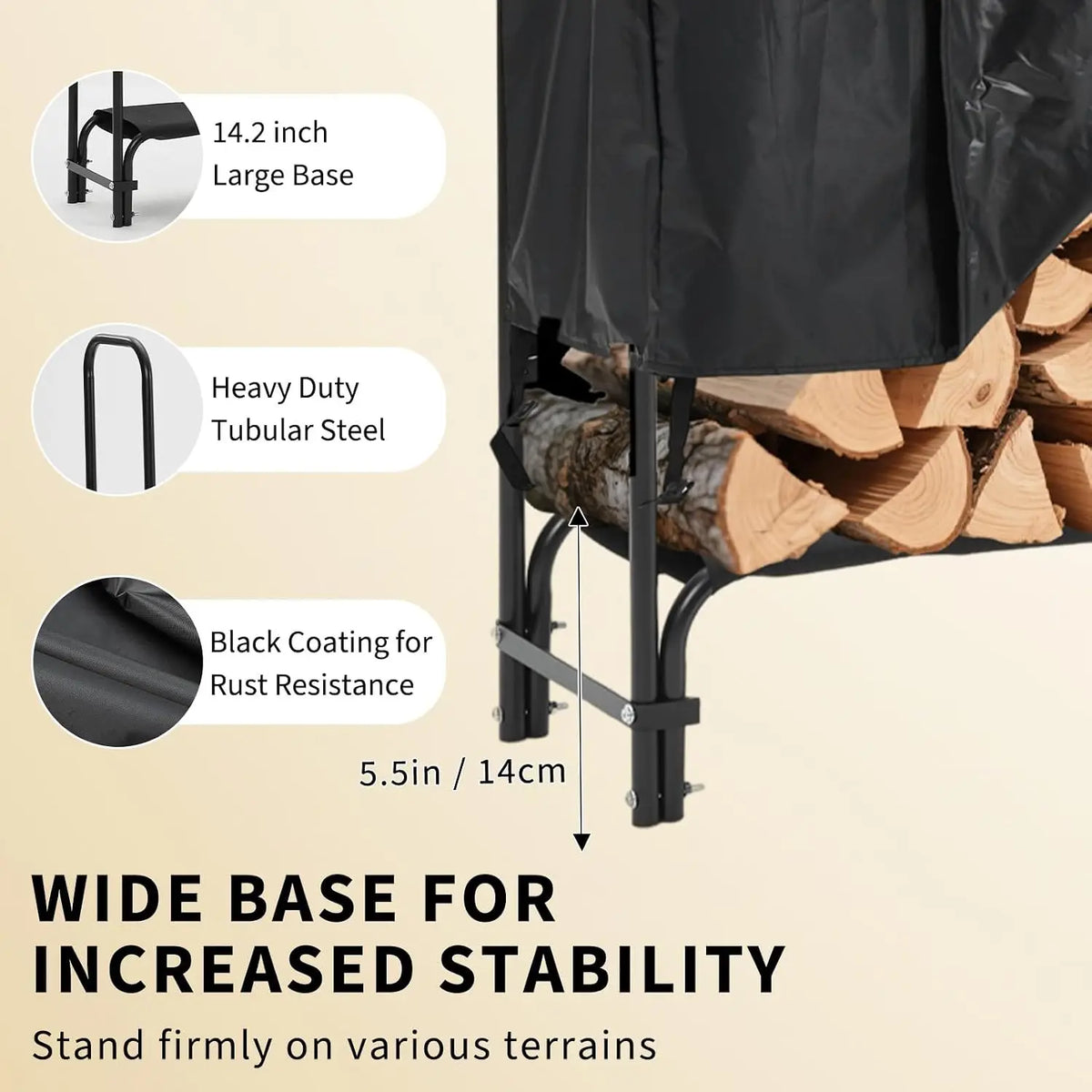 Garvee Heavy Duty Firewood Rack With Weatherproof Cover
