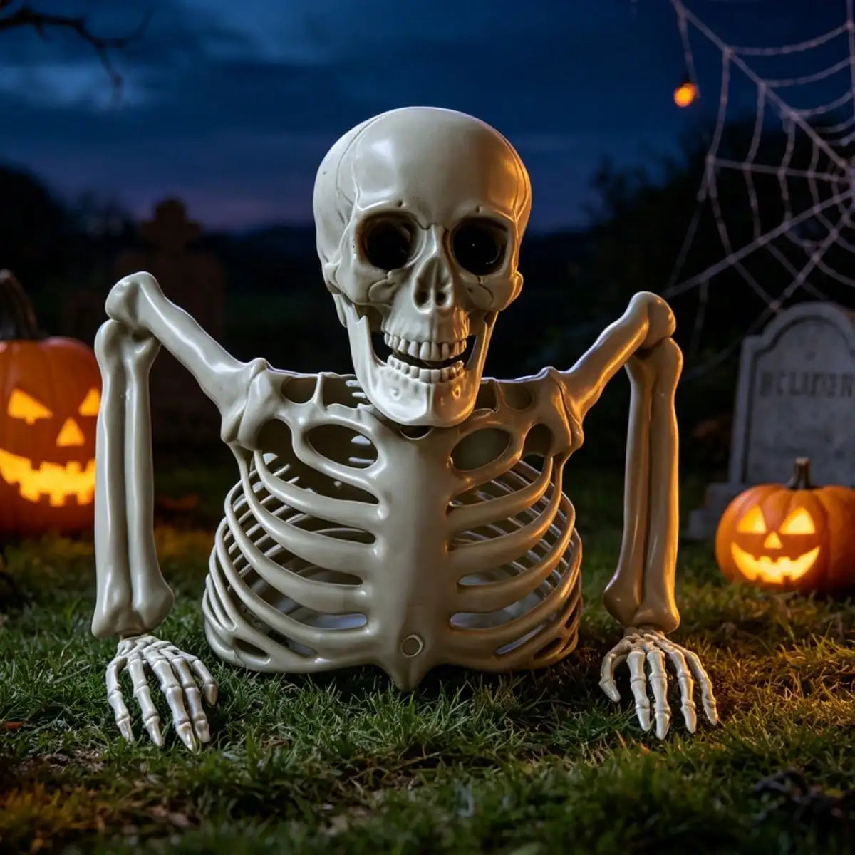 Halloween Half Body Skeleton Ornament for Spooky Haunted House Decor