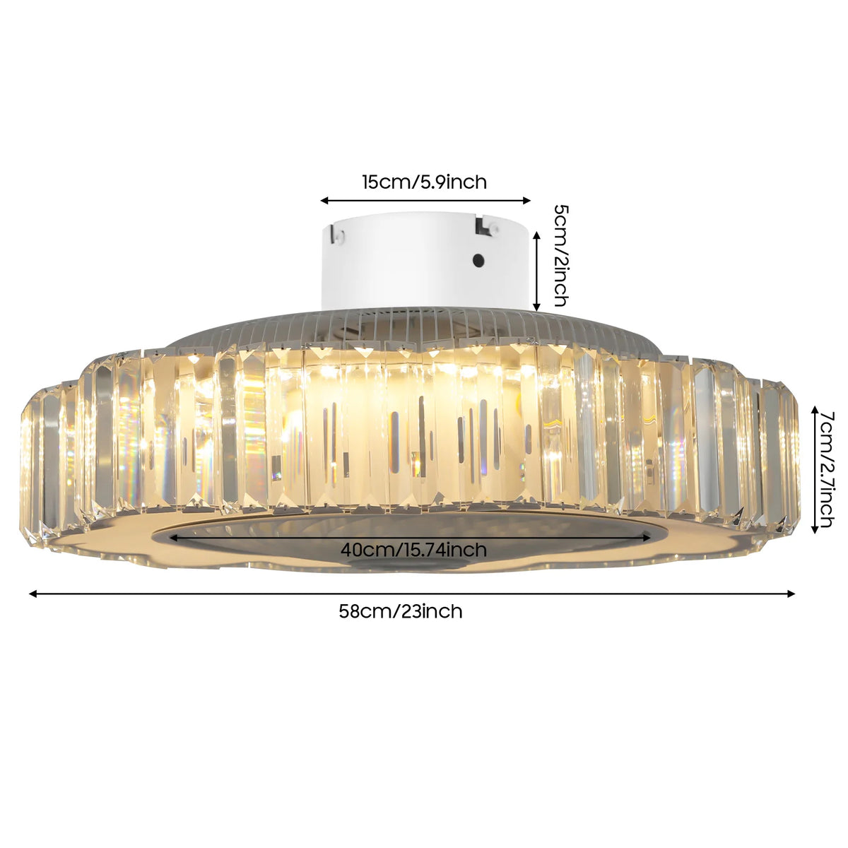 White Plum Blossom Ceiling Fan Light 58cm LED 3000-4500-6000K Dimmable 6 Wind Speed Forward Reverse Pure Copper Motor Remote Control 85-265V Ceiling Lamp for Bedroom Living Room