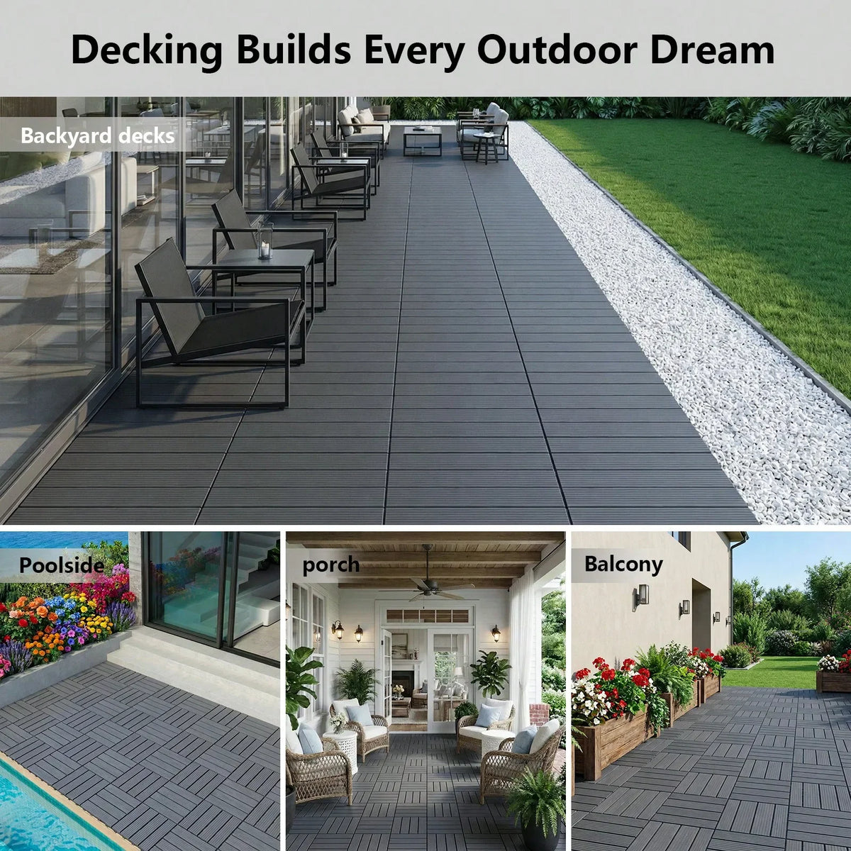 Interlocking Plastic Deck Tiles for Patios and Balconies