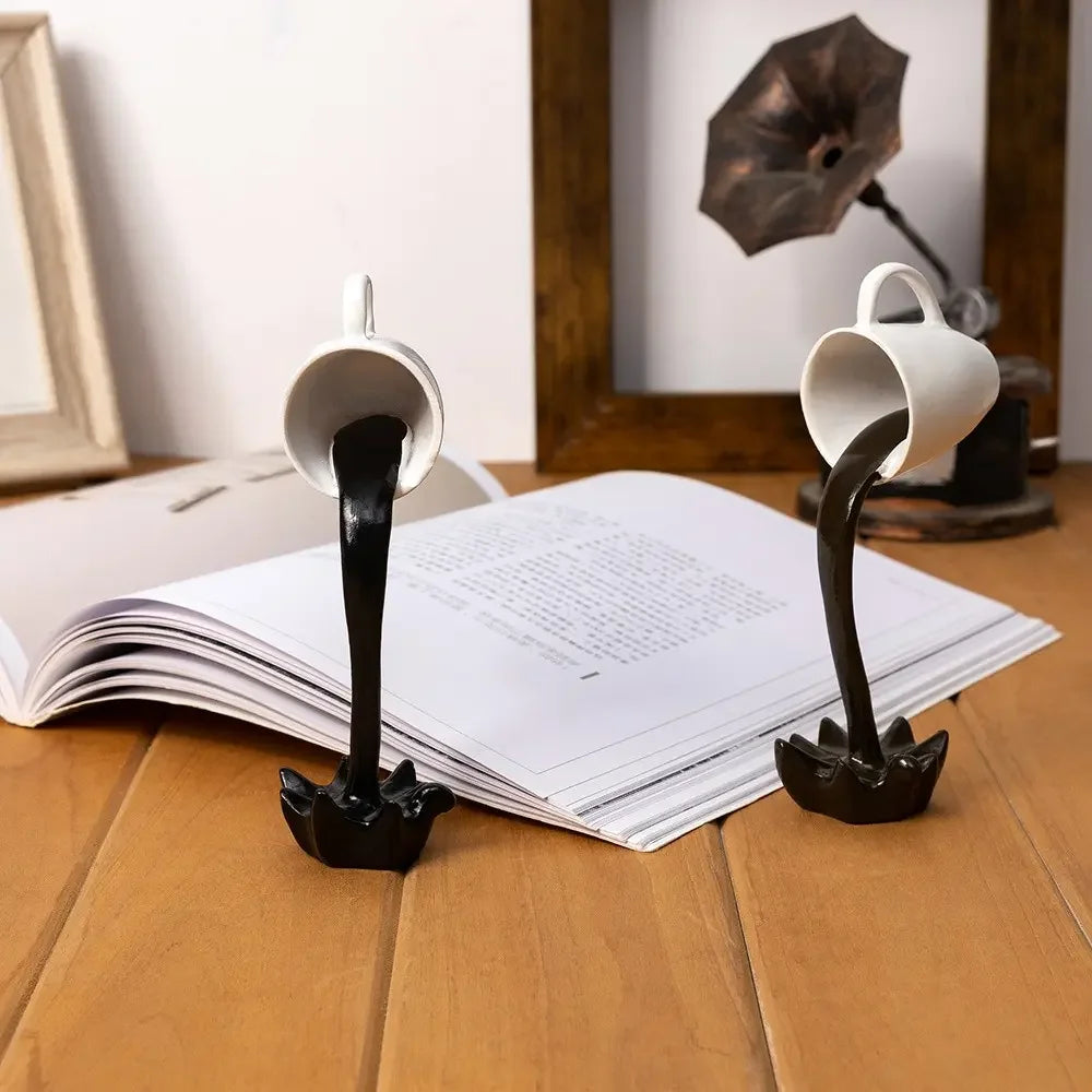 Abstract Spilling Coffee Cup Sculpture For Home Decor