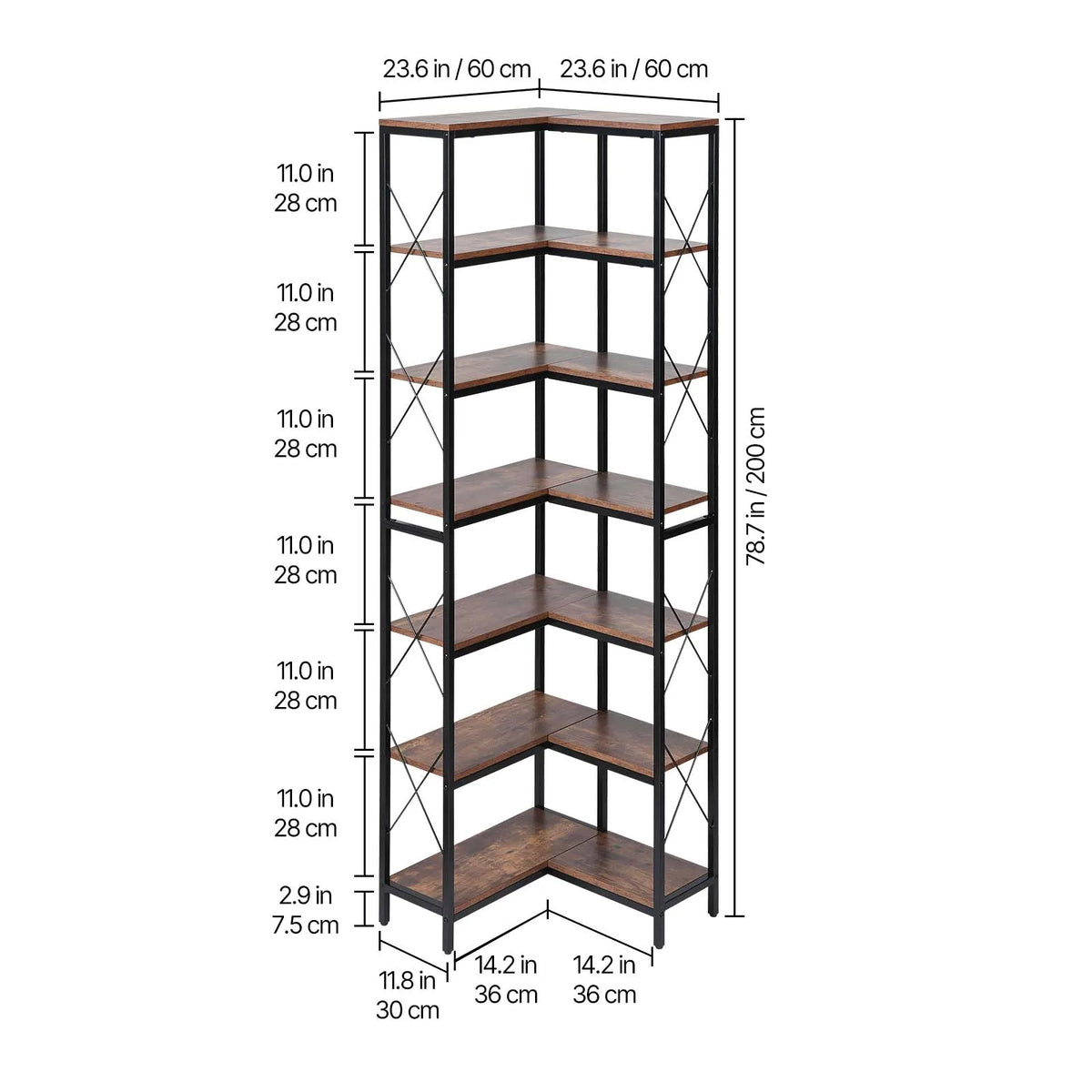 SucceBuy Corner Bookshelf With Storage Shelves For Display