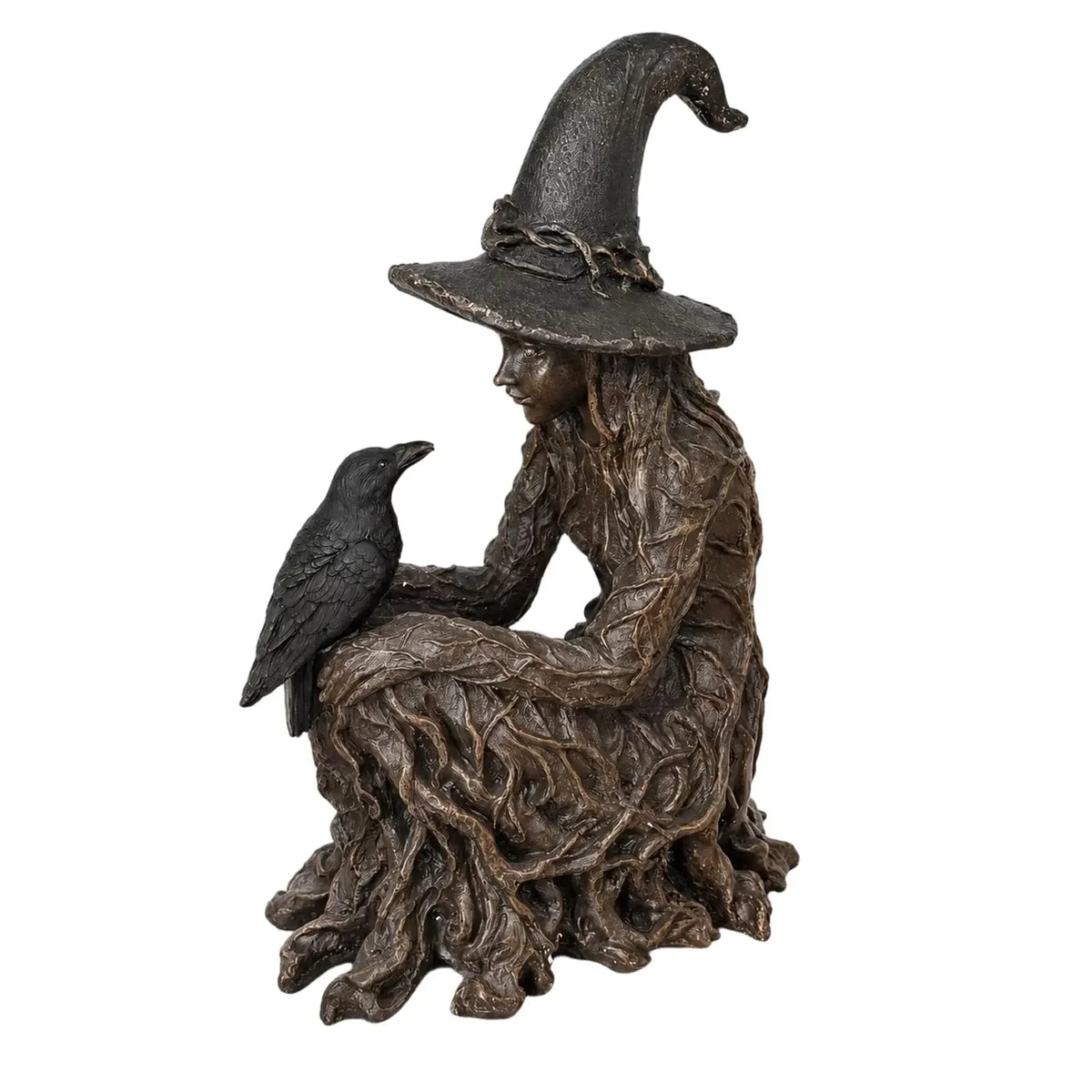 Gothic Witch and Crow Mystical Home Decor Statue Figurine