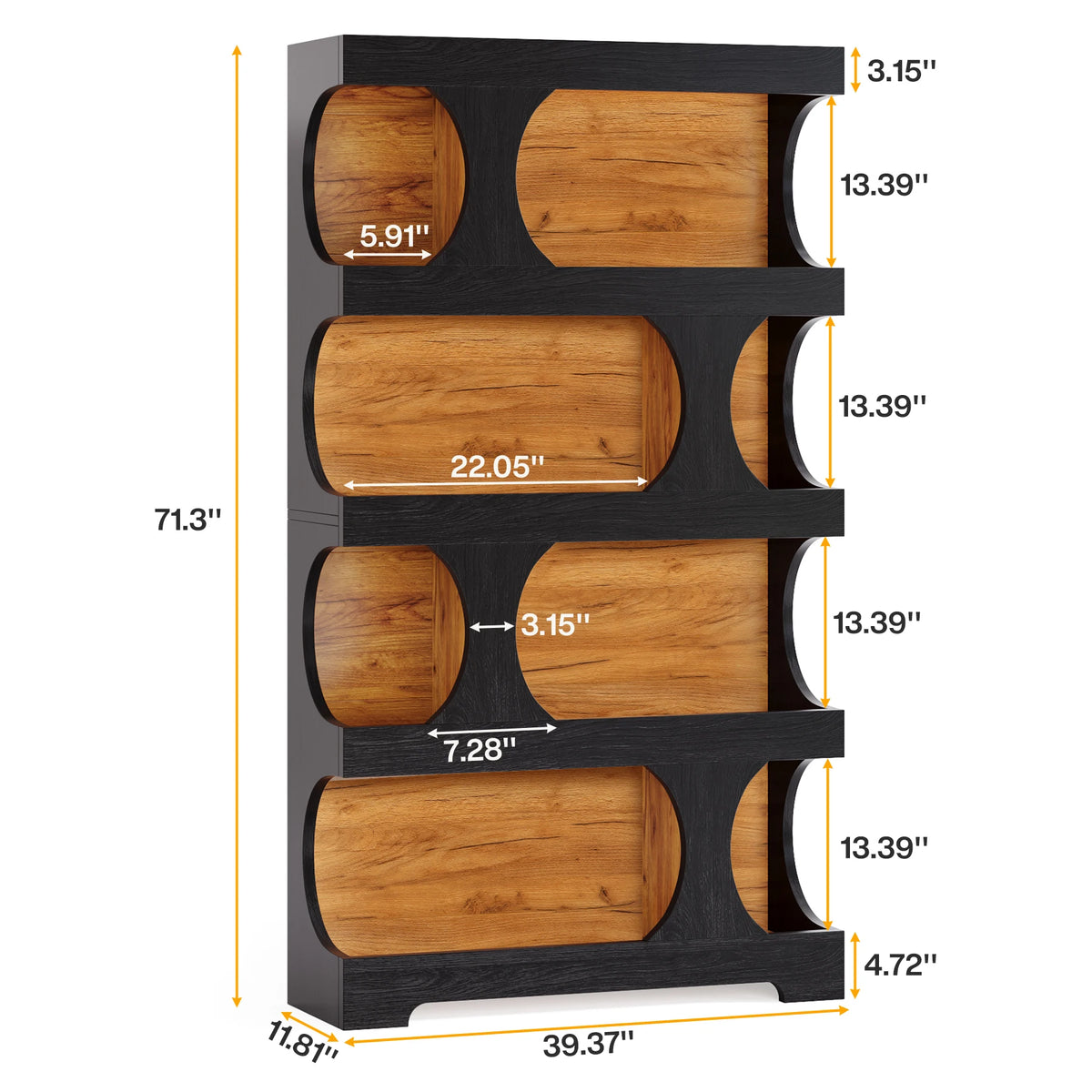 Tribesigns S Shaped Four Tier Wooden Bookcase With Display Shelves