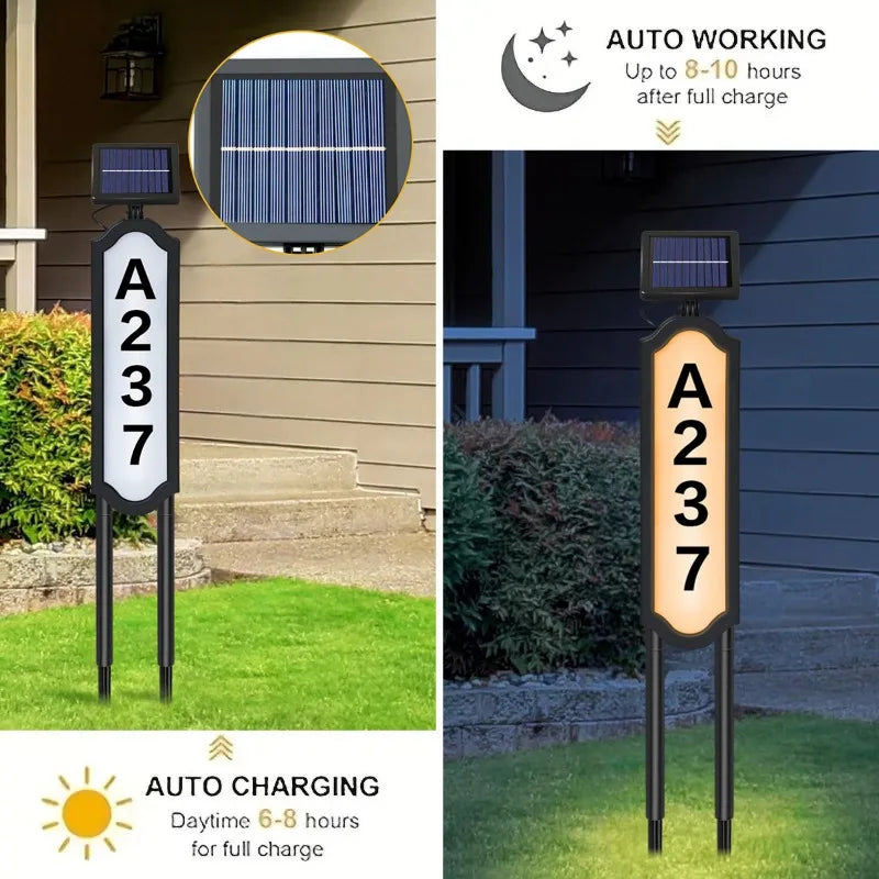 1 Sets of Solar House Number Lights, Color-Changing Solar Address Indicator Lights, Waterproof LED Door Signs Suitable for Use in Courtyards, Gardens, Driveways and Commercial Areas, Easy-to-Install Household and Residential