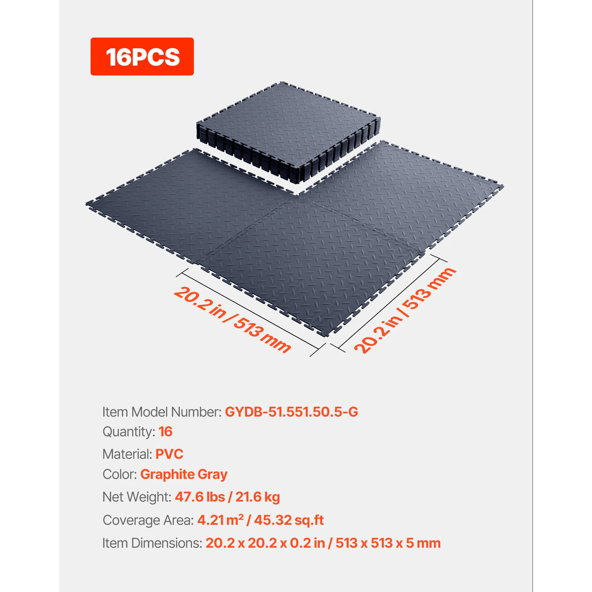 SucceBuy Garage Floor Tiles Interlocking 8 Pack/16 Pack Diamond Plate Slip-Resistant PVC Mats for Workshop Warehouse Tool Room