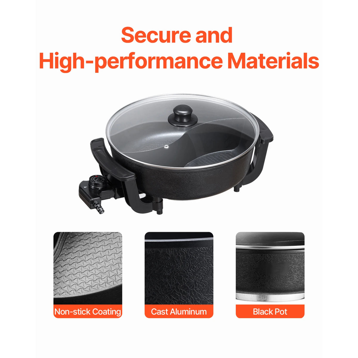 SucceBuy Dual Flavor Electric Hot Pot With Shabu Shabu Divider