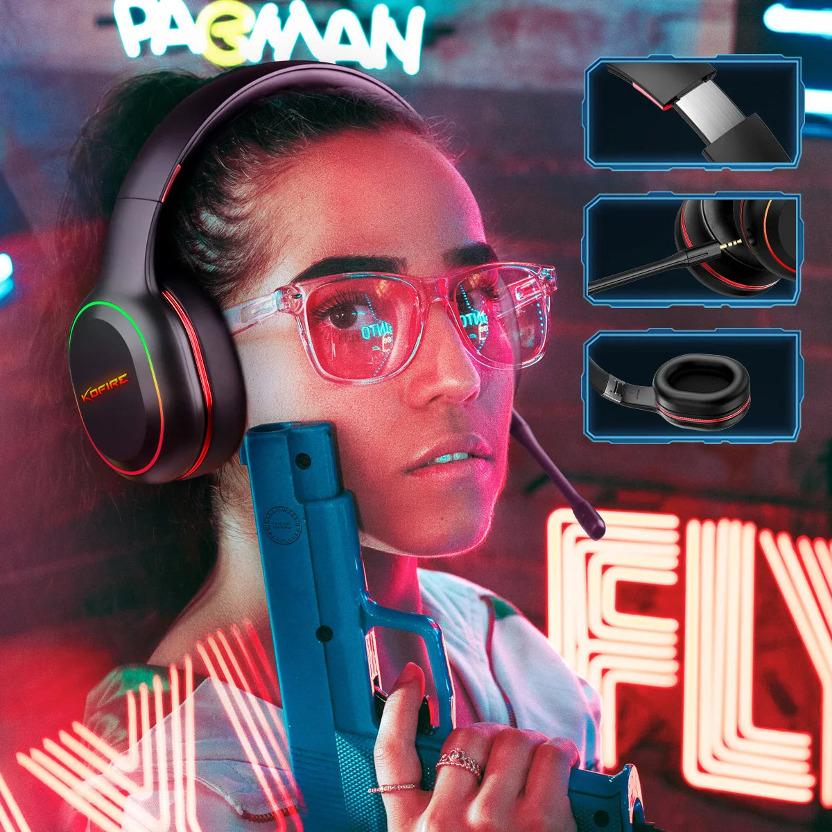 Picun Wireless Gaming Headset With Microphone For Multiple Devices