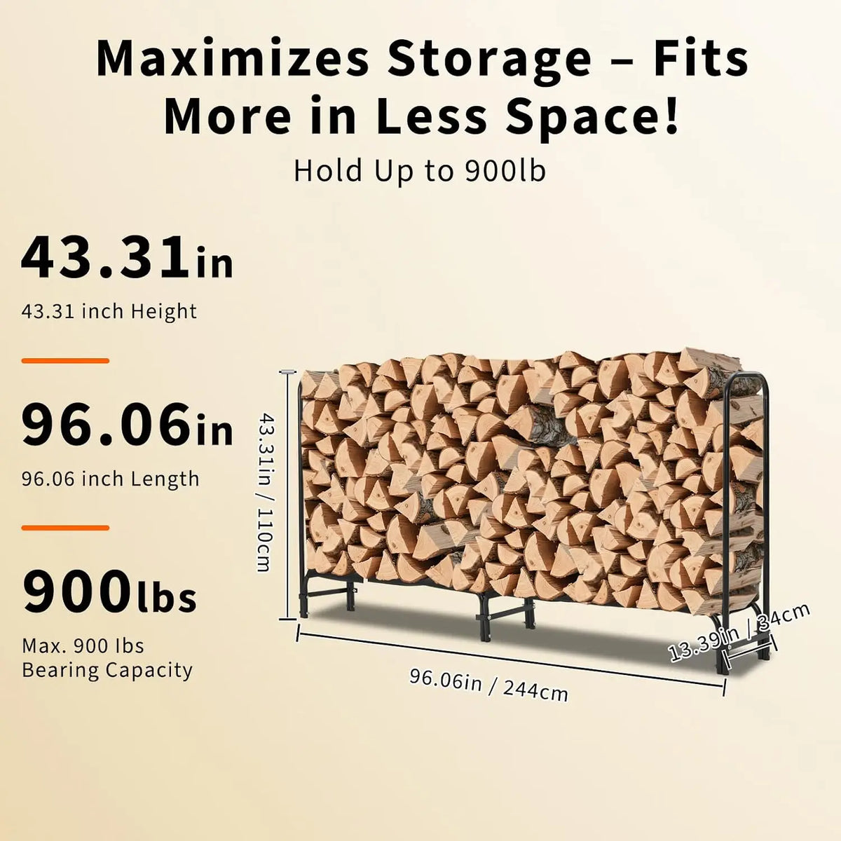 Garvee Heavy Duty Firewood Rack With Weatherproof Cover