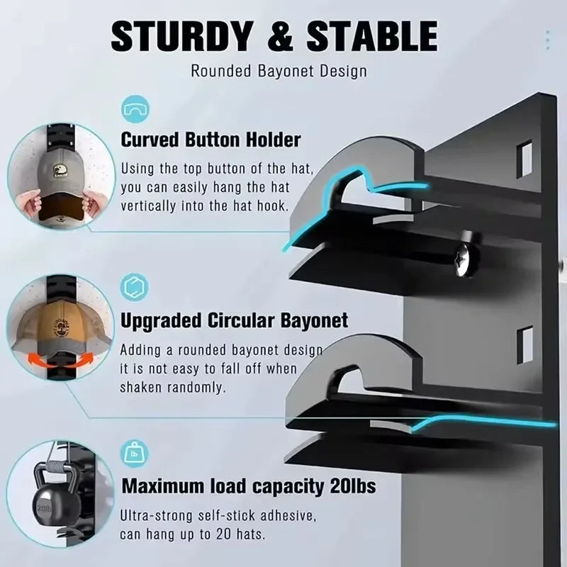 1Pcs Closet Hat Rack Baseball Cap Organizer Plastic Space Saving for Door Storage Holder Caps Hats Home Closet Entryway