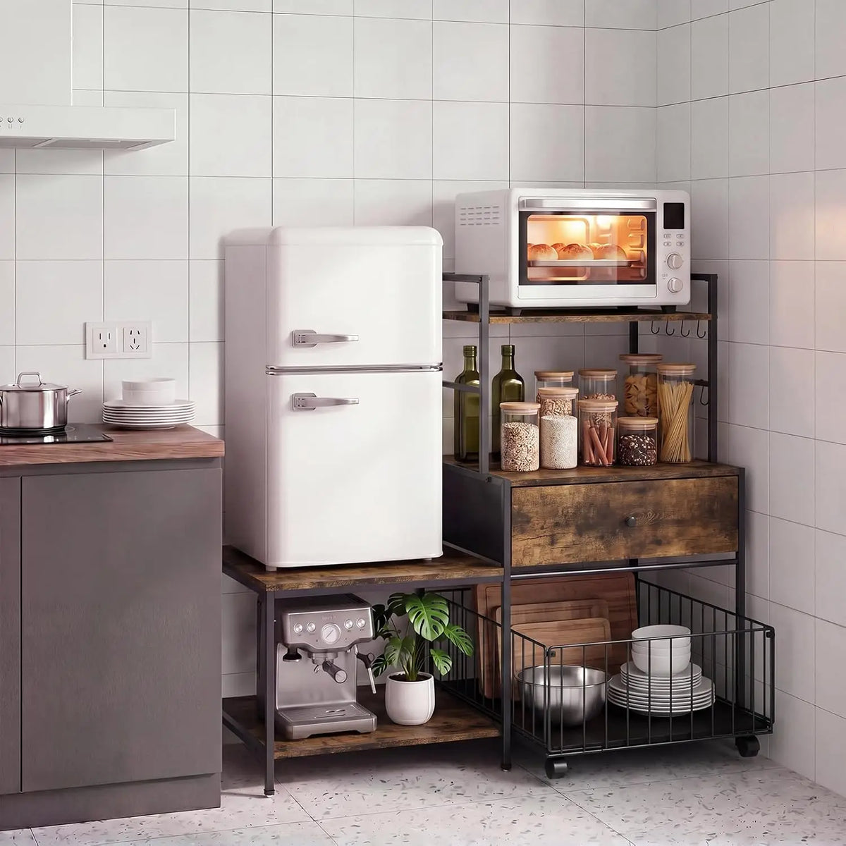 Garvee Stainless Steel Mini Fridge Stand With Drawer Storage