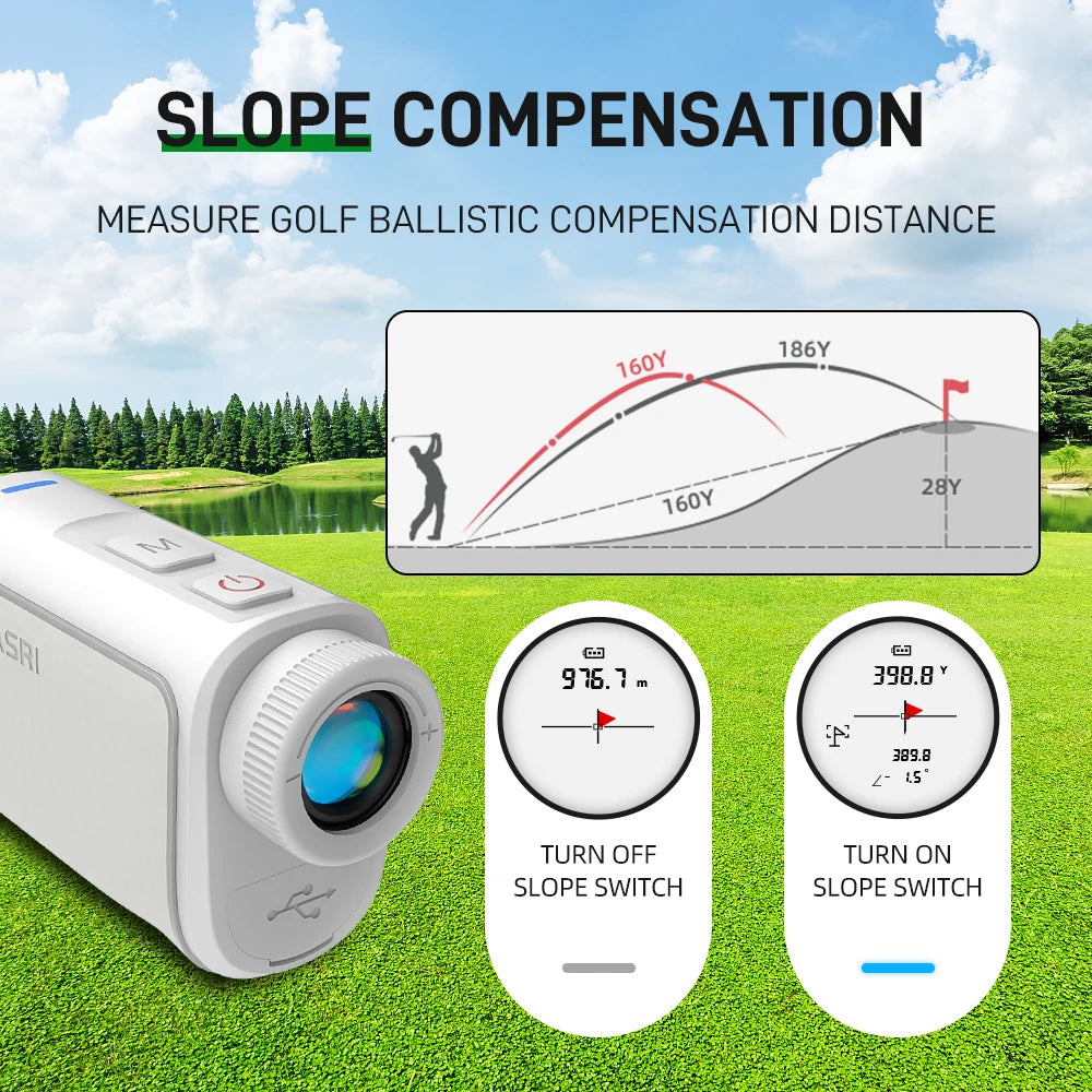 REVASRI Golf Rangefinder With Flag Lock And Slope Compensation