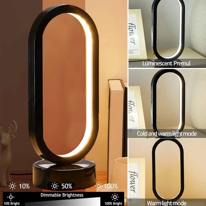 DUMILOO Modern Dimmable LED Oval Bedside Table Lamp