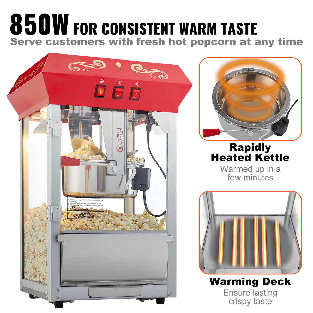 SucceBuy Commercial Electric Popcorn Maker With Stainless Steel Pot