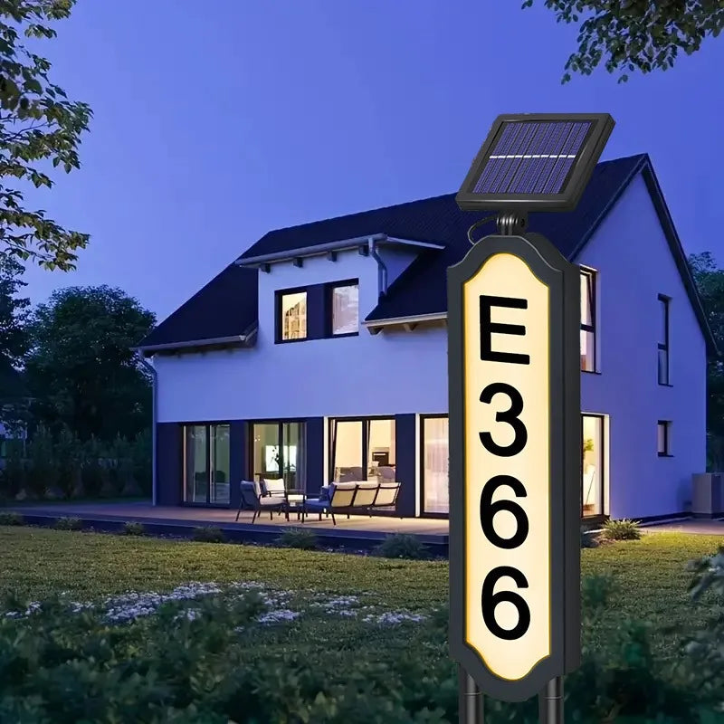 1 Sets of Solar House Number Lights, Color-Changing Solar Address Indicator Lights, Waterproof LED Door Signs Suitable for Use in Courtyards, Gardens, Driveways and Commercial Areas, Easy-to-Install Household and Residential