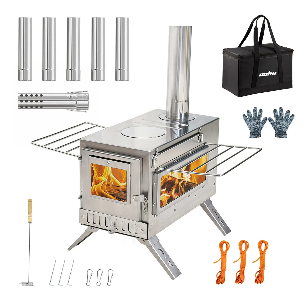 Portable Camping Wood Stove for Outdoor Hot Tent Heating