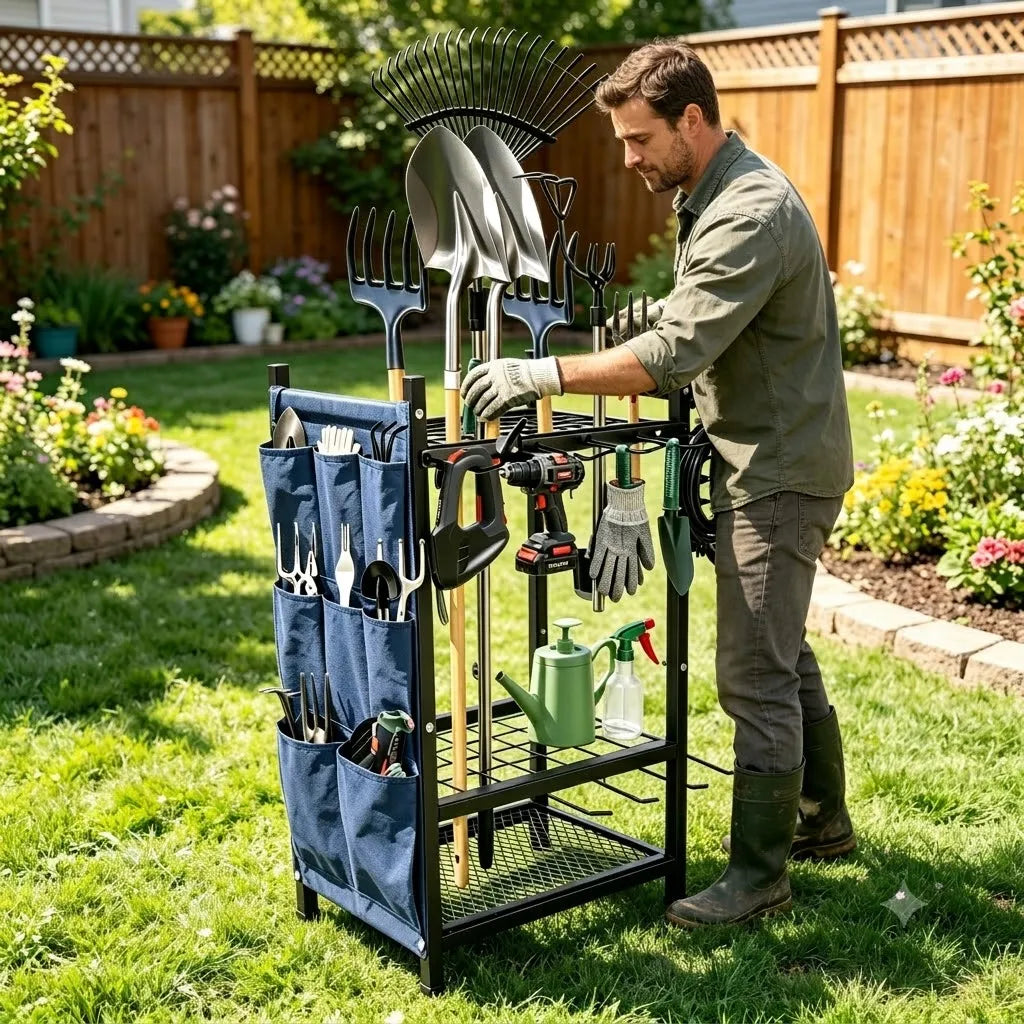 Heavy Duty Garden Tool Storage Organizer Rack For Garage