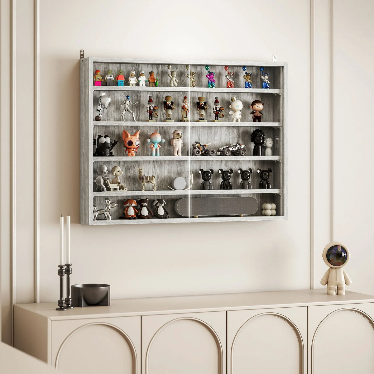 HOMCOM Five Tier Wall Mounted Glass Display Cabinet