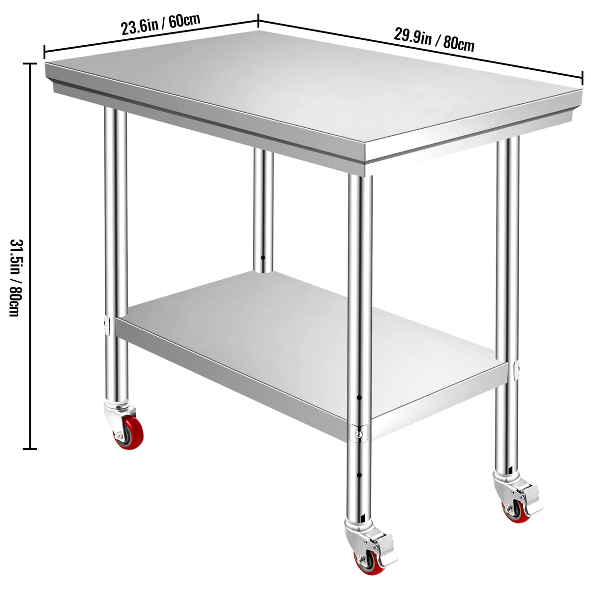 SucceBuy Stainless Steel Kitchen Prep Table With Backsplash