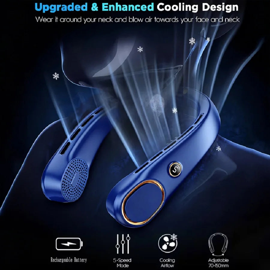 Portable Bladeless Hands Free Neck Fan For Personal Cooling