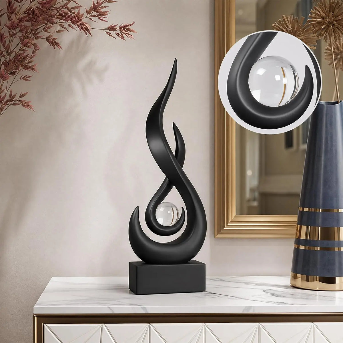 Modern Abstract Flame Sculpture for Home Decor Figurine