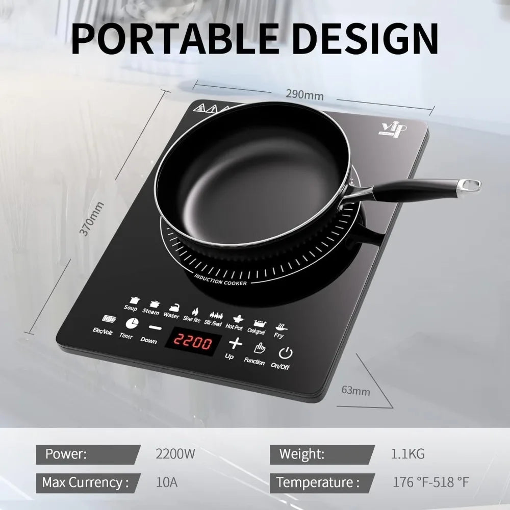Bymaocar Portable Induction Cooktop With Touch Panel And Preset Programs