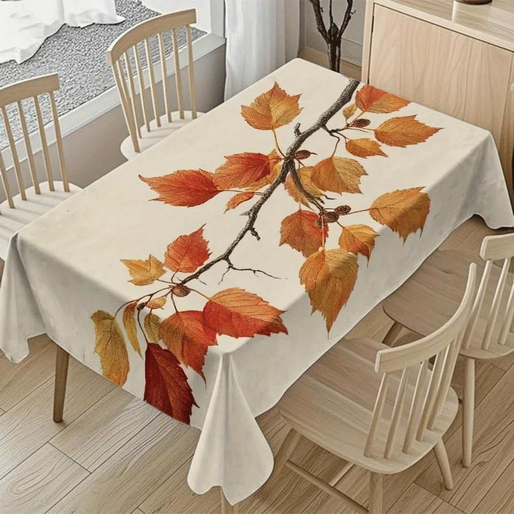 Autumn Leaf Pattern Machine Washable Tablecloth for Indoor or Outdoor Use