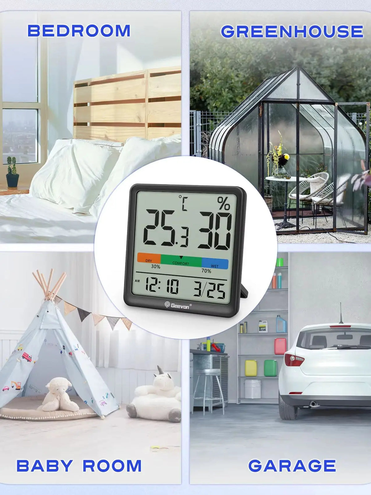 Geevon Digital Indoor Thermometer And Humidity Monitor
