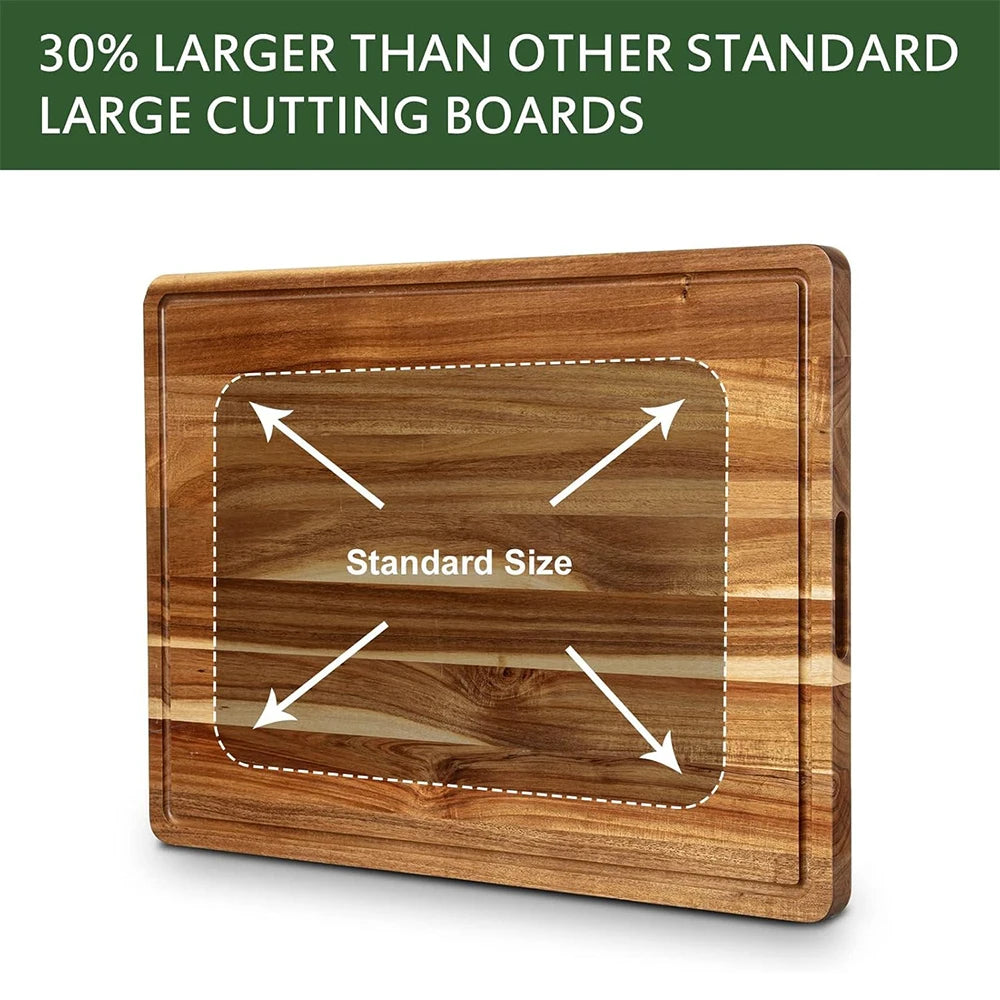 Twister.Ck Reversible Wooden Cutting Board with Juice Groove and Handle