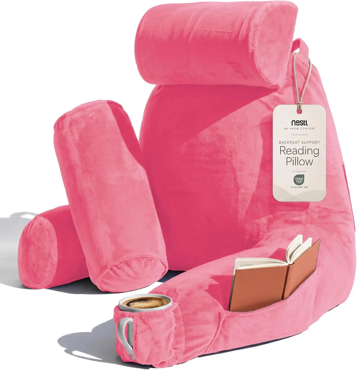 Nestl Memory Foam Reading Pillow With Adjustable Back Support