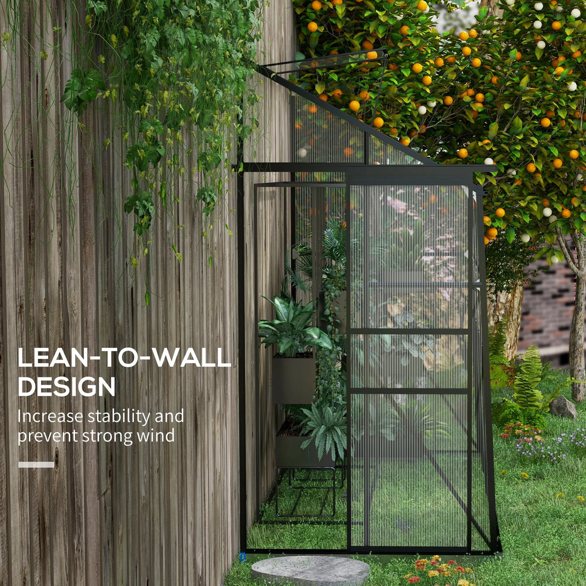 Outsunny Polycarbonate Lean To Walk In Greenhouse