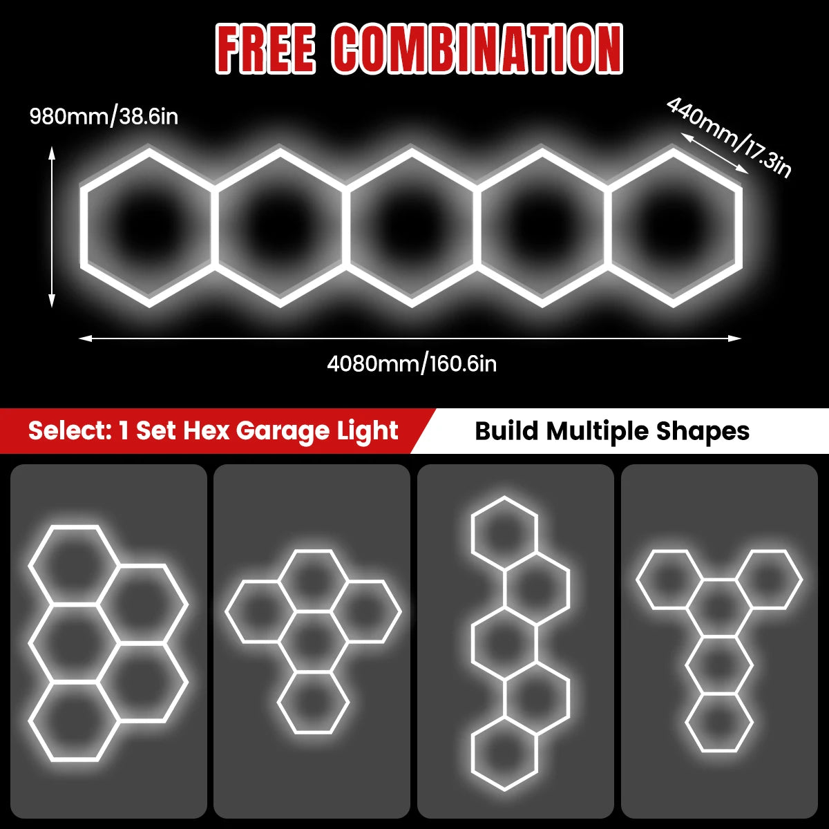 VASTFIRE Honeycomb LED Ceiling Lighting for Garages and Workshops