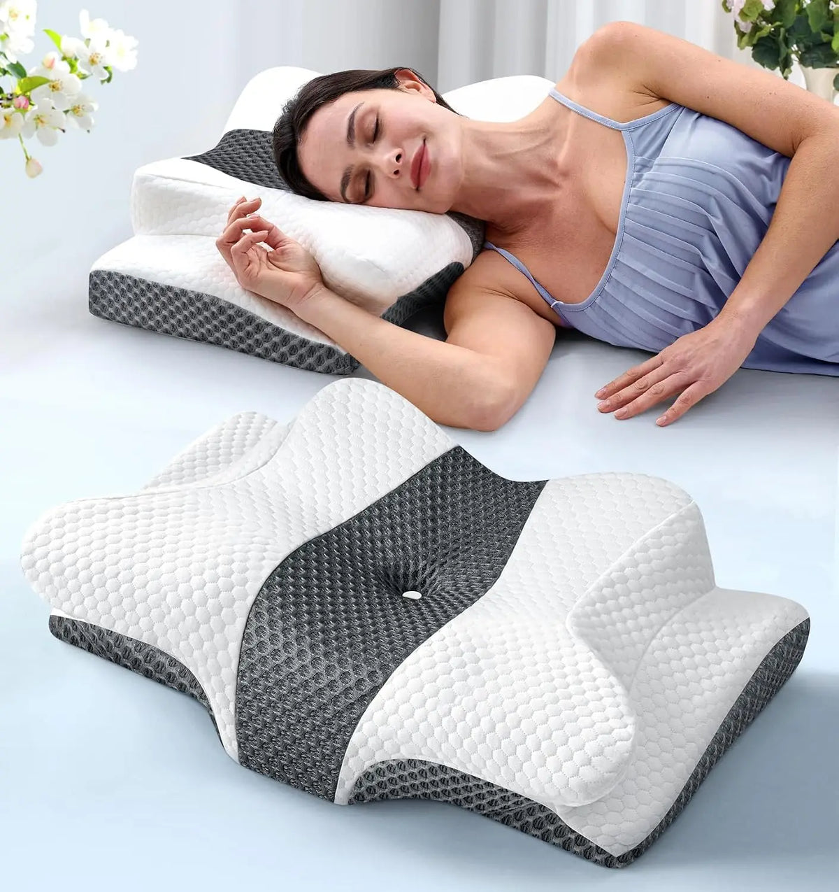 Ergonomic Cervical Memory Foam Pillow For Neck Pain Relief