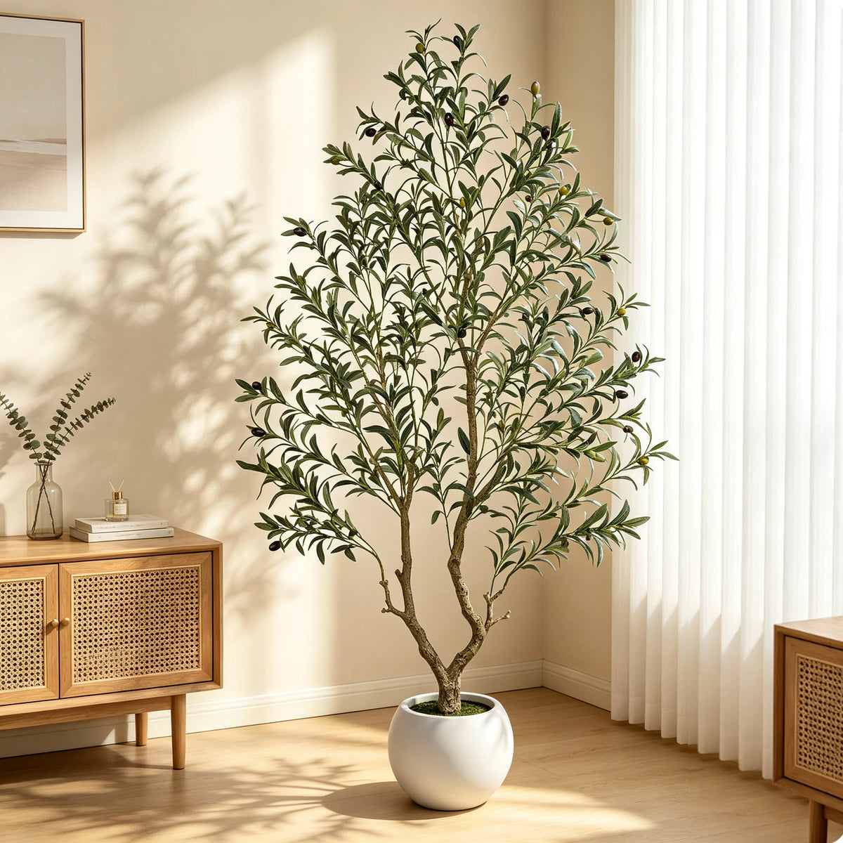 Olitree Artificial Olive Tree With Decorative Planter And Wooden Trunk