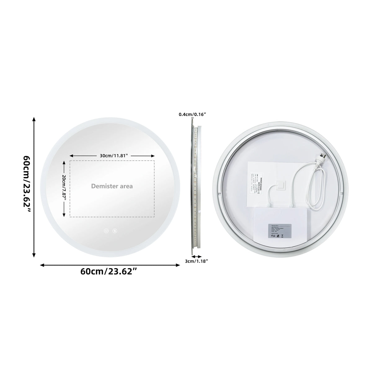 Round LED Bathroom Vanity Mirror With Anti Fog Dimming