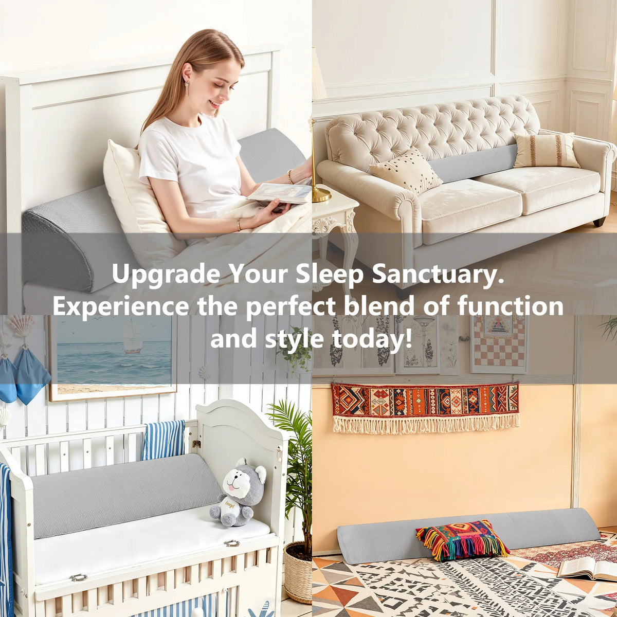 MCQ Ergonomic Memory Foam Bed Wedge Pillow for Reading