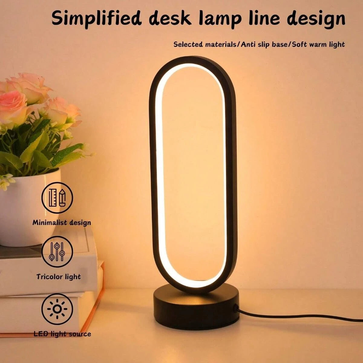 DUMILOO Modern Dimmable LED Oval Bedside Table Lamp