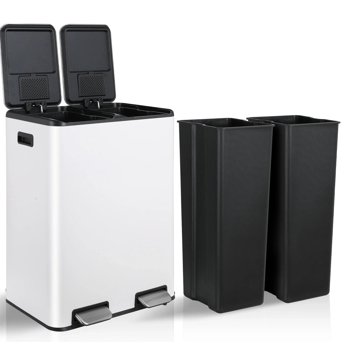 Stainless Steel Dual Step Trash Can With Filter Box