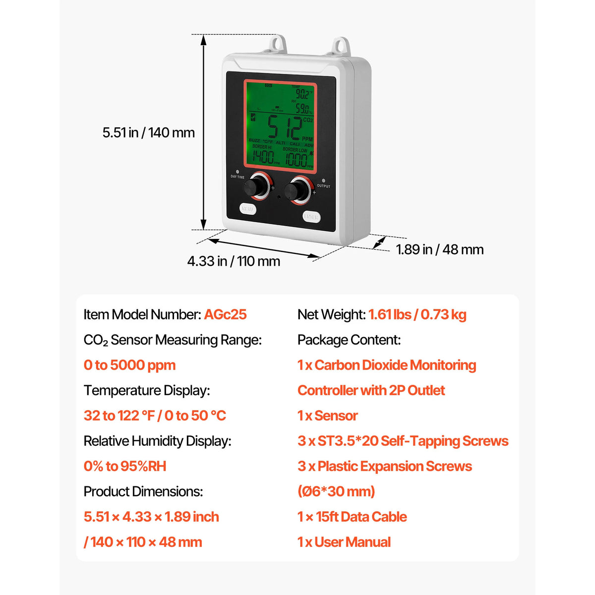 SucceBuy Carbon Dioxide Monitoring Controller for Greenhouses and Homes