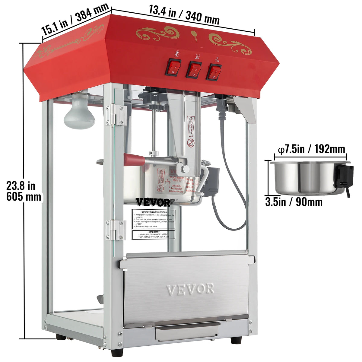 SucceBuy Commercial Electric Popcorn Maker With Stainless Steel Pot