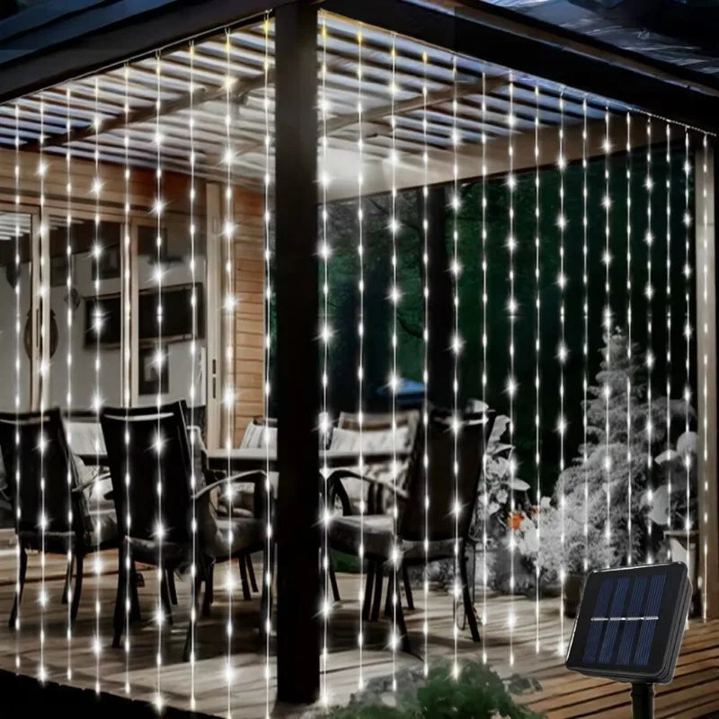 Solar Outdoor LED Curtain Lights for Garden Parties and Weddings