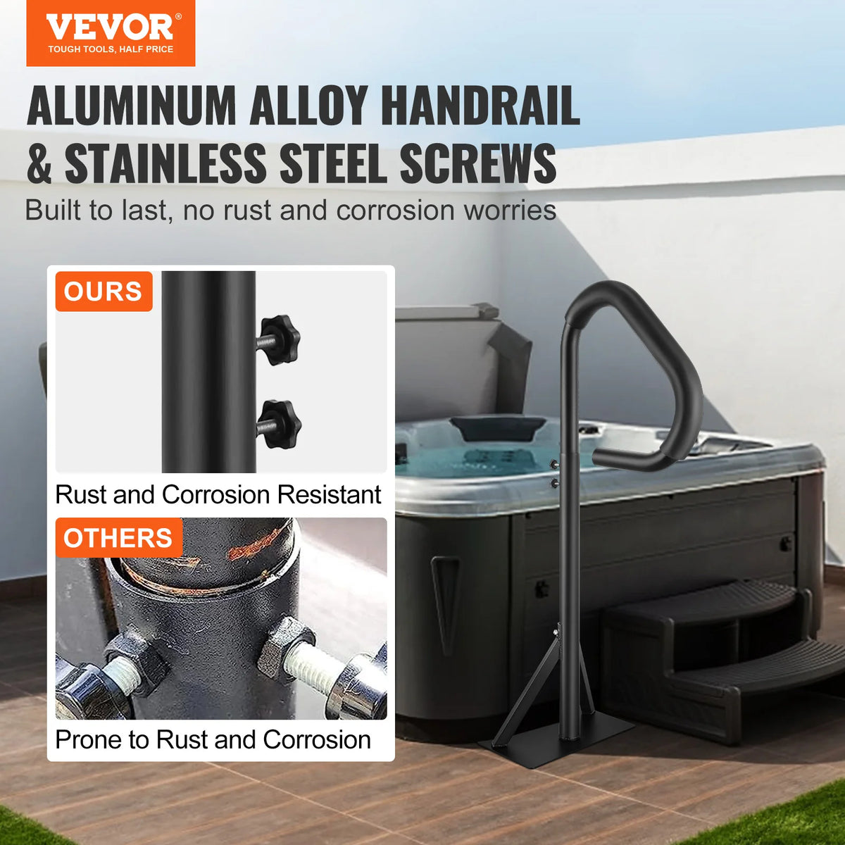 360 Rotatable Adjustable Aluminum Hot Tub Handrail Bathtub