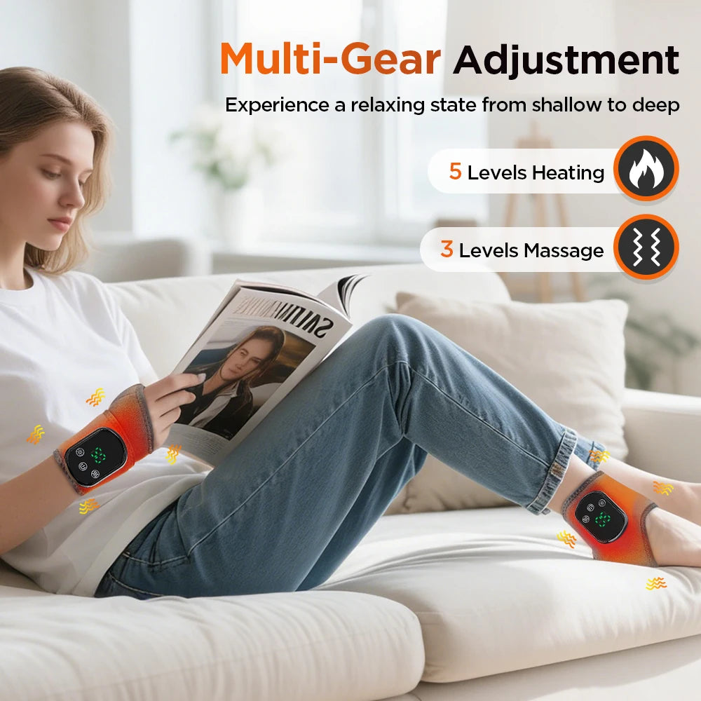 Electric Cordless Heated Ankle Wrist Guard Massager 3 Level Vibration Massage Wristband Hot Compress Ankle Wrist Brace Foot &Hand For Right or Left