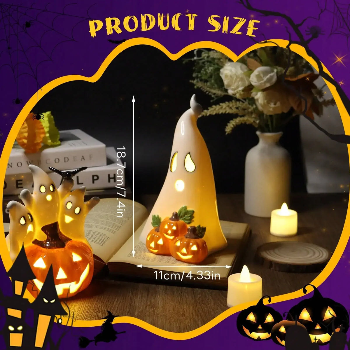 Ghost and Pumpkin Halloween Tabletop Decor for Home