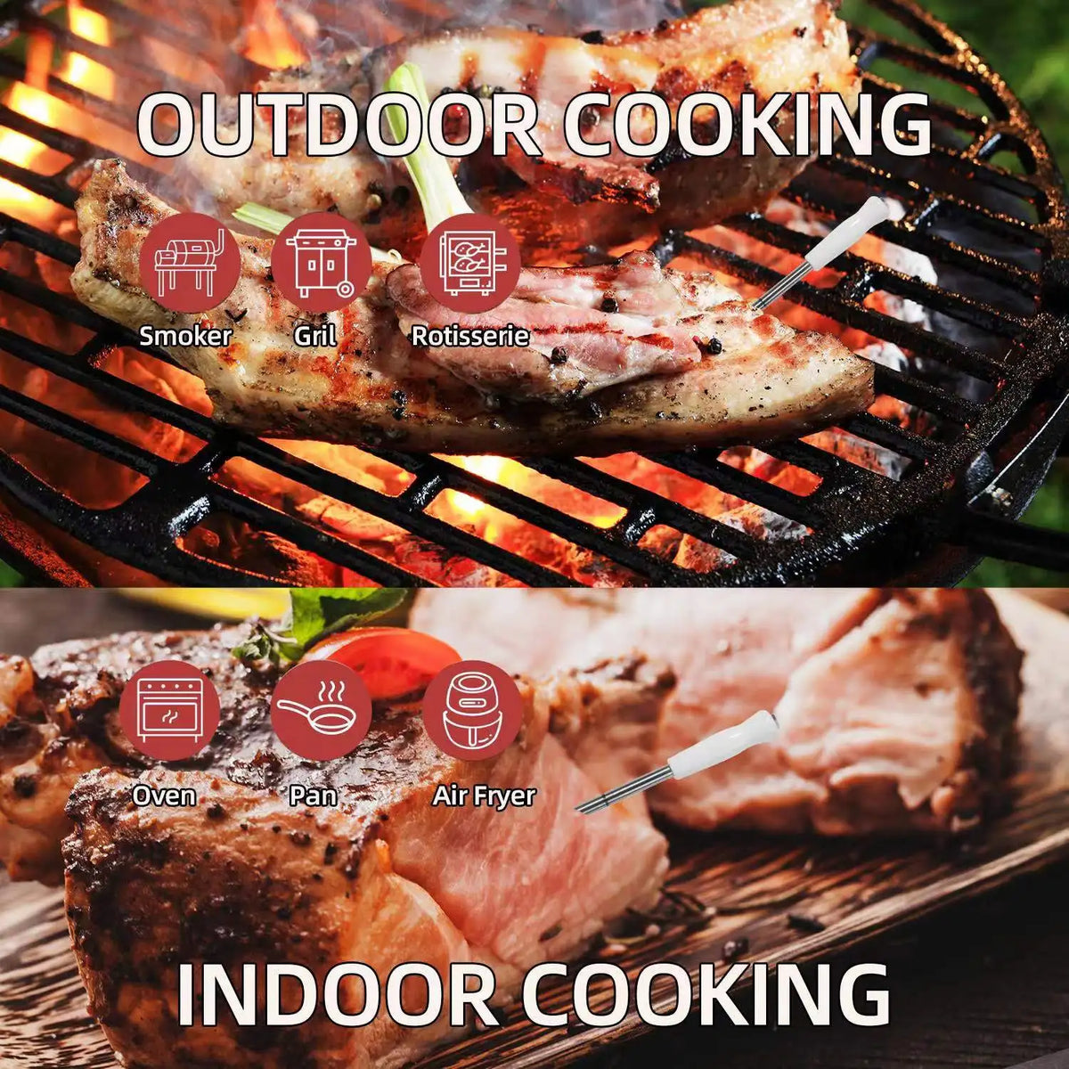 Wireless Smart Meat Thermometer for BBQ and Oven Cooking