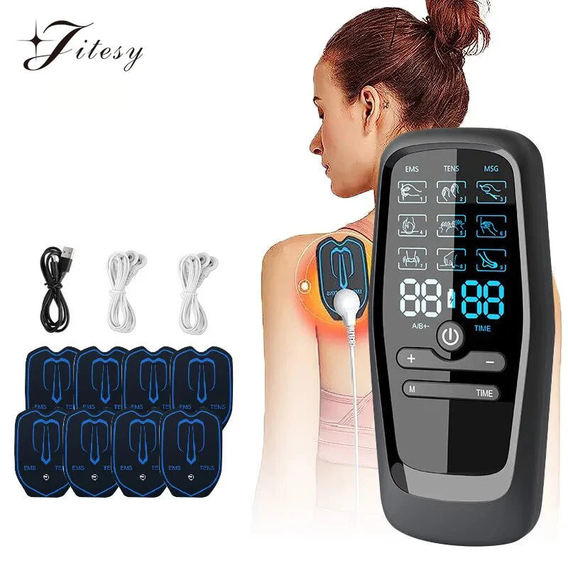 Jitesy Dual Output Tens Ems Muscle Stimulator Pain Relief