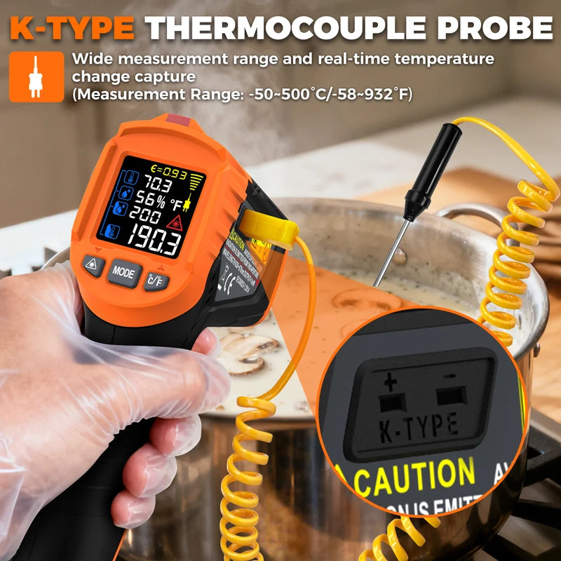 POROMETISTO IM06Max 4-in-1 Digital Infrared Thermometer With K-Type Probe