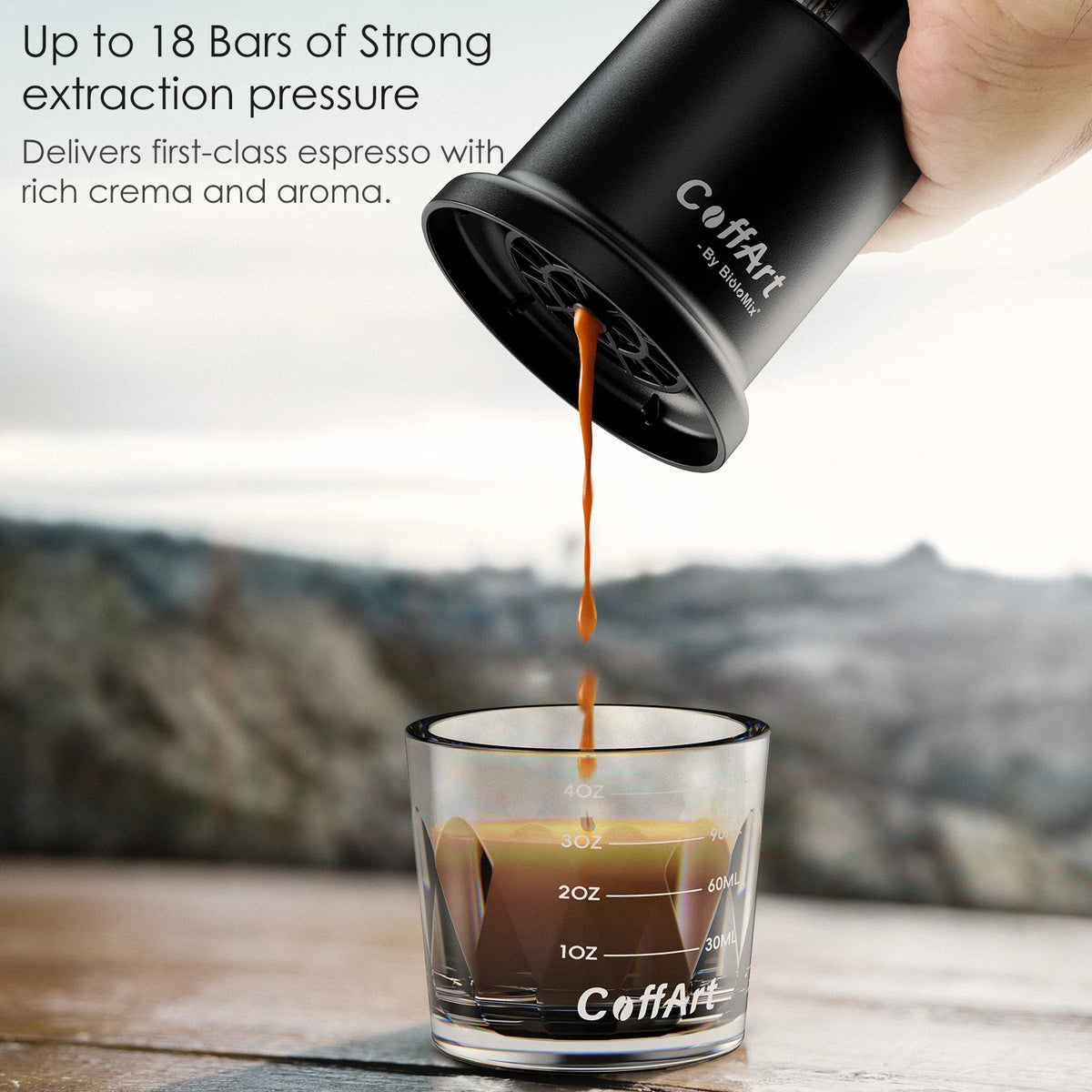 BioloMix Manual Espresso Coffee Maker For Ground Or Capsule Portable Travel